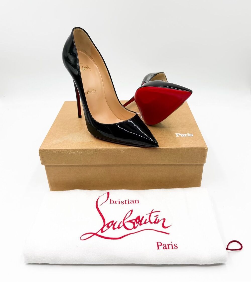 Christian Louboutin So Kate 120 Black Pointed Toe Stiletto Heels Pumps 38.5